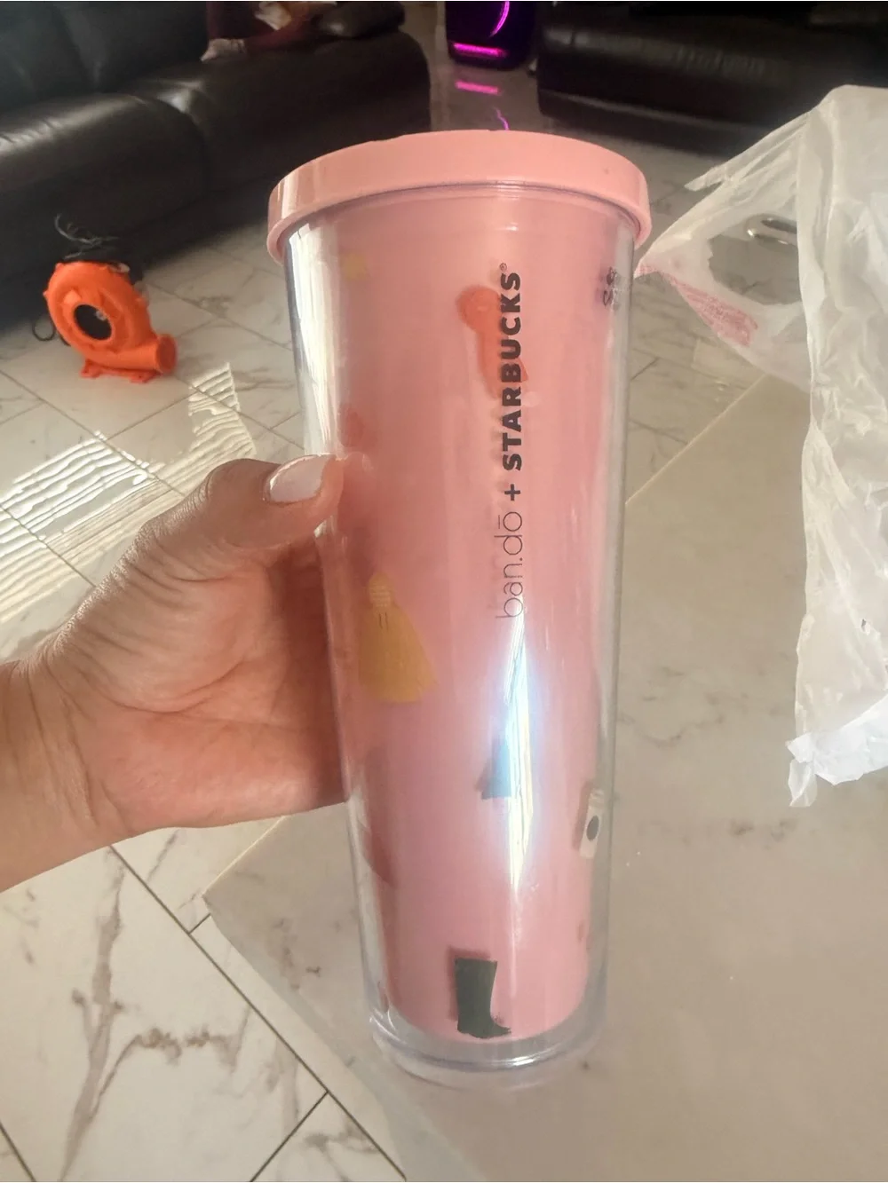 Starbucks Pink Travel Tumbler with Green Logo